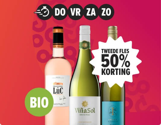 Wijn weekenddeal tweede fles 50% korting